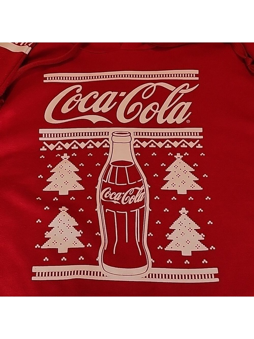 Coca Cola Christmas Hoodie Cropped Draw String  Womens / Juniors Size S - Picture 6 of 6
